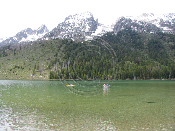 Canoes on Lake Grand Teton